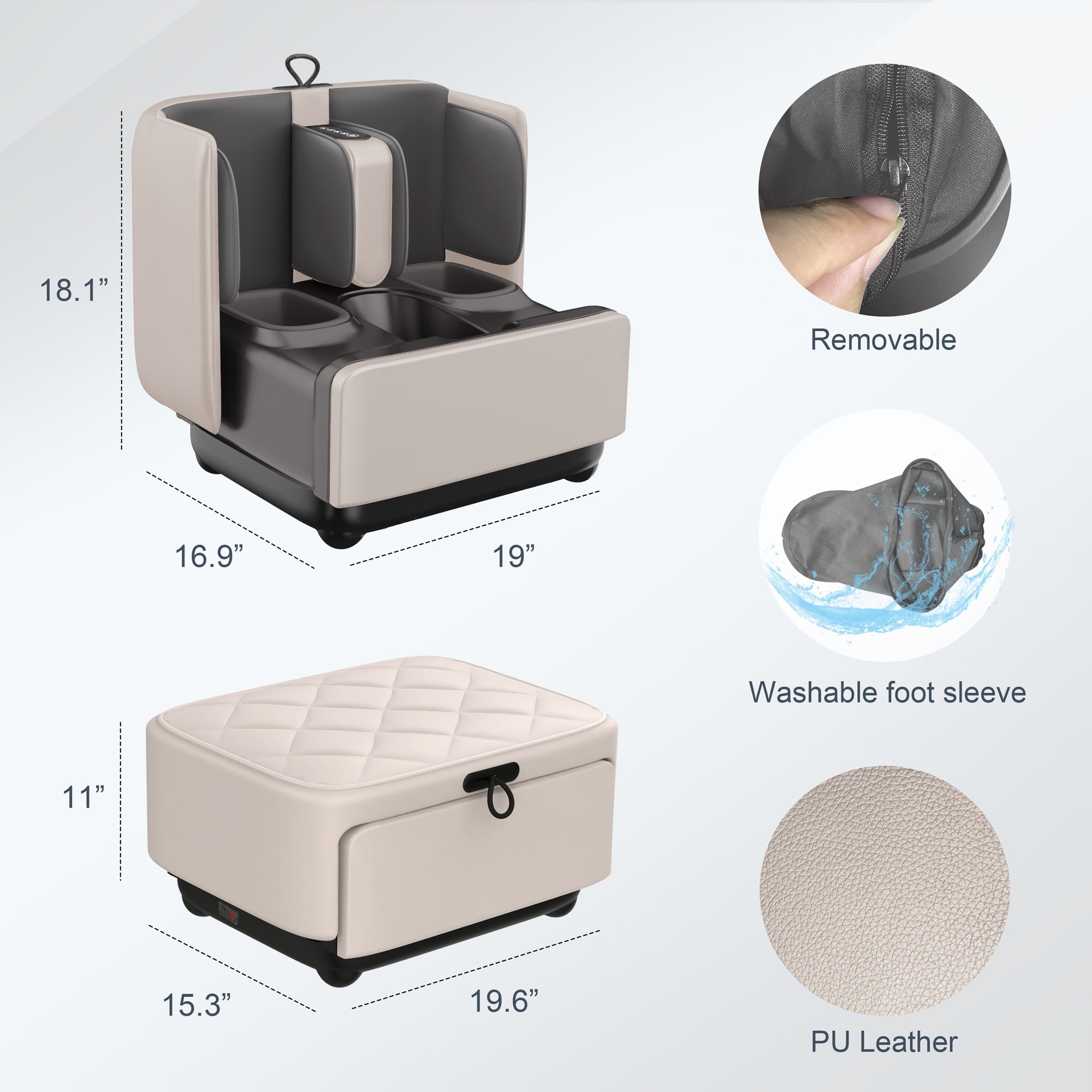 Comfier Foot Massage Machine, Shiatsu Deep Kneading Calf Foot Massager with Heat for Plantar Fasciitis, APP Control, Off White