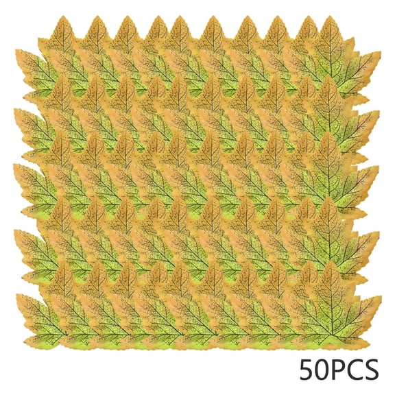Gqtwoy 50Pcs Fall Artificial Maple Leaves, Faux Maple Leaves for Thanksgiving, Halloween Decorations, Autumn Wedding Party Decor, Fall Themed Craft Supplies, Realistic Fake Leaves for Home Decor