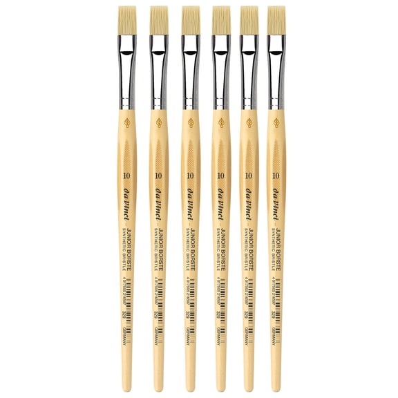 da Vinci JUNIOR BORSTE Synthetic Student Brush, Synthetic, Tempera, Flat, Series 329, Size 10, Pack of 6
