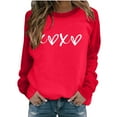 thumbnail image 2 of Women's Fall/Winter Warm Valentine‘s Day Print Color Blocked Loose Crewneck Pullover Hoodless Sweatshirt, 2 of 4