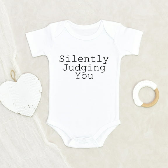 Newbabywishes - Silently Judging Pun Baby Clothes for Boys and Girls - Funny Baby Clothes