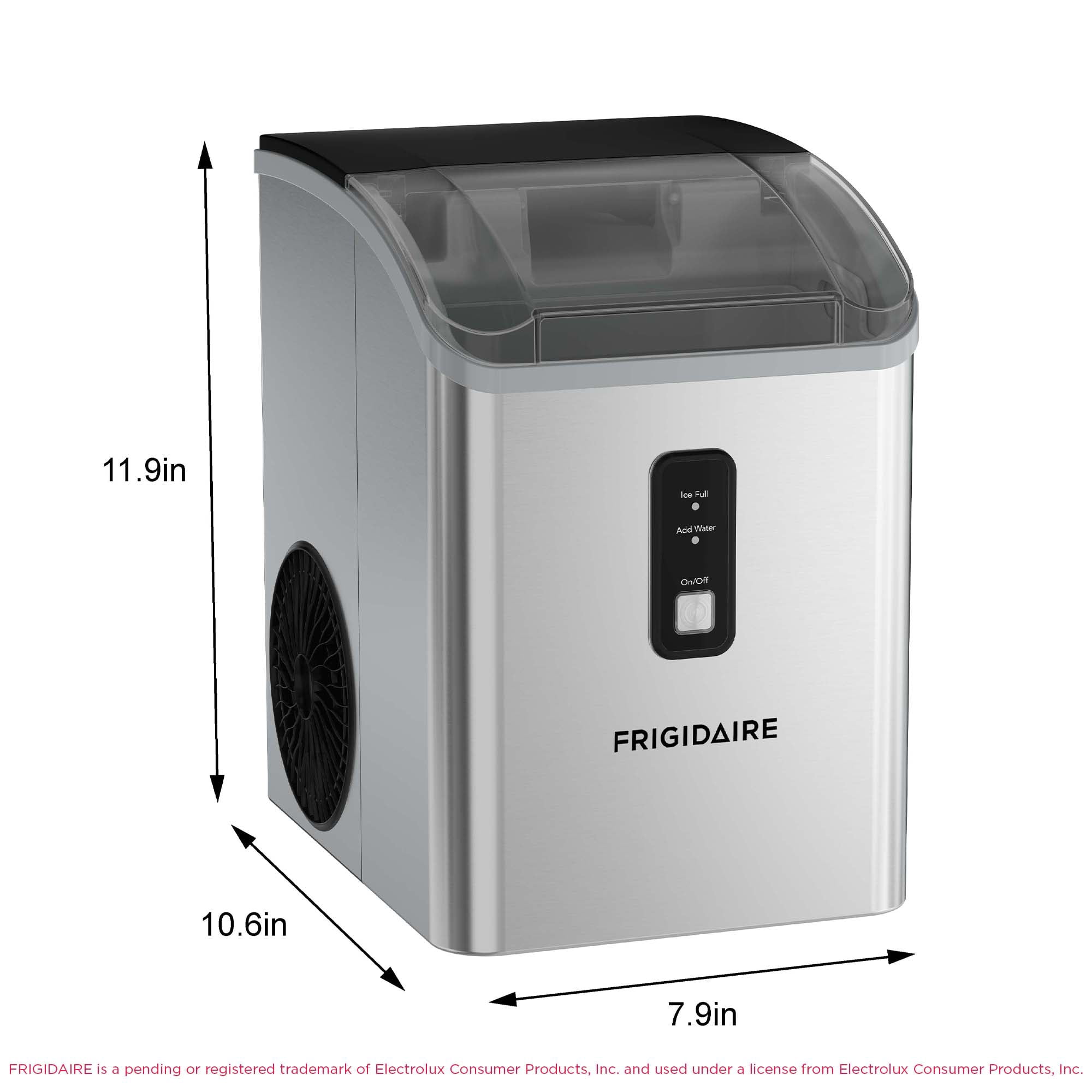 Frigidaire 33 lbs. Nugget Ice Maker, Countertop Soft Pellet Ice Maker for Home, Kitchen, Office, Bar, Stainless Steel