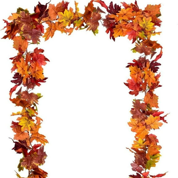 Sulaicai 1 Pack Fall Garland Maple Leaf, 5.9Ft Hanging Vine Garland Artificial Autumn Foliage Garland Thanksgiving Decor for Home Wedding Fireplace Party Christmas, Orange