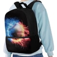 thumbnail image 4 of Binienty Lightning Baseball Print School Bookbag for Kids 8-14, 17 Inch Large Capacity Backpack with Adjustable Padded Straps, Multiple Front Pockets Lightweight Travel Daypack for Students, 4 of 6