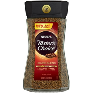 NESCAFE TASTER'S CHOICE House Blend Medium Light Roast Instant Coffee, 7 oz (1 Box of 4)
