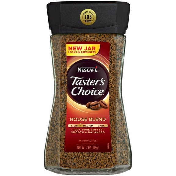 NESCAFE TASTER'S CHOICE House Blend Medium Light Roast Instant Coffee, 7 oz (1 Box of 4)