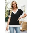 thumbnail image 5 of Ronuti Womens Blouses V Neck Short Sleeve Tops Spring Summer Business Casual Shirts Lightweight Sweaters, 5 of 9