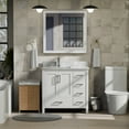 thumbnail image 2 of Jacques 36 in. W Left Offset White Bath Vanity, Carrara Marble Top, and Faucet Set, 2 of 9