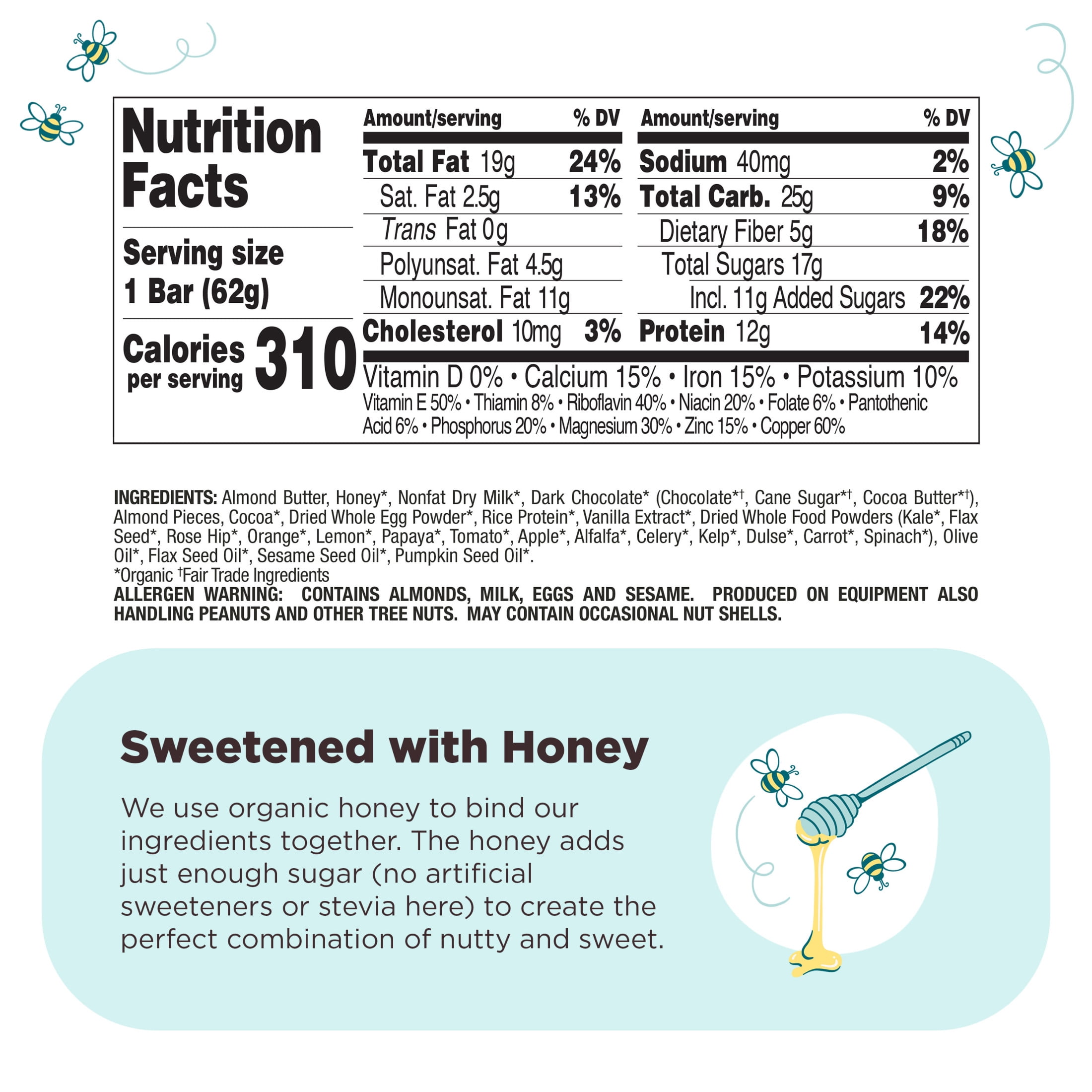 Perfect Bar Gluten-Free Dark Chocolate Almond Refrigerated Protein Bar, 2.2 oz