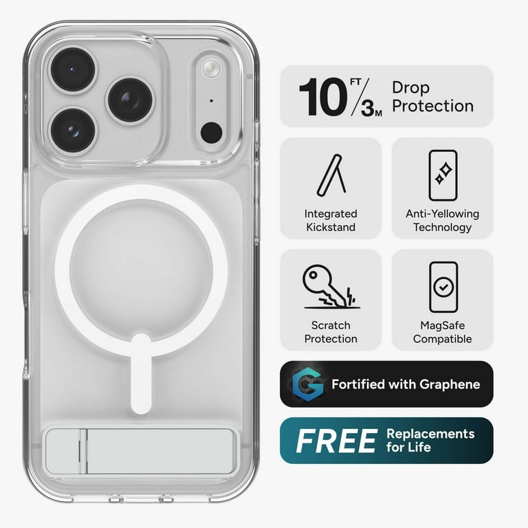 ZAGG Clear Snap with Kickstand - Apple iPhone 17 Pro Clear Case