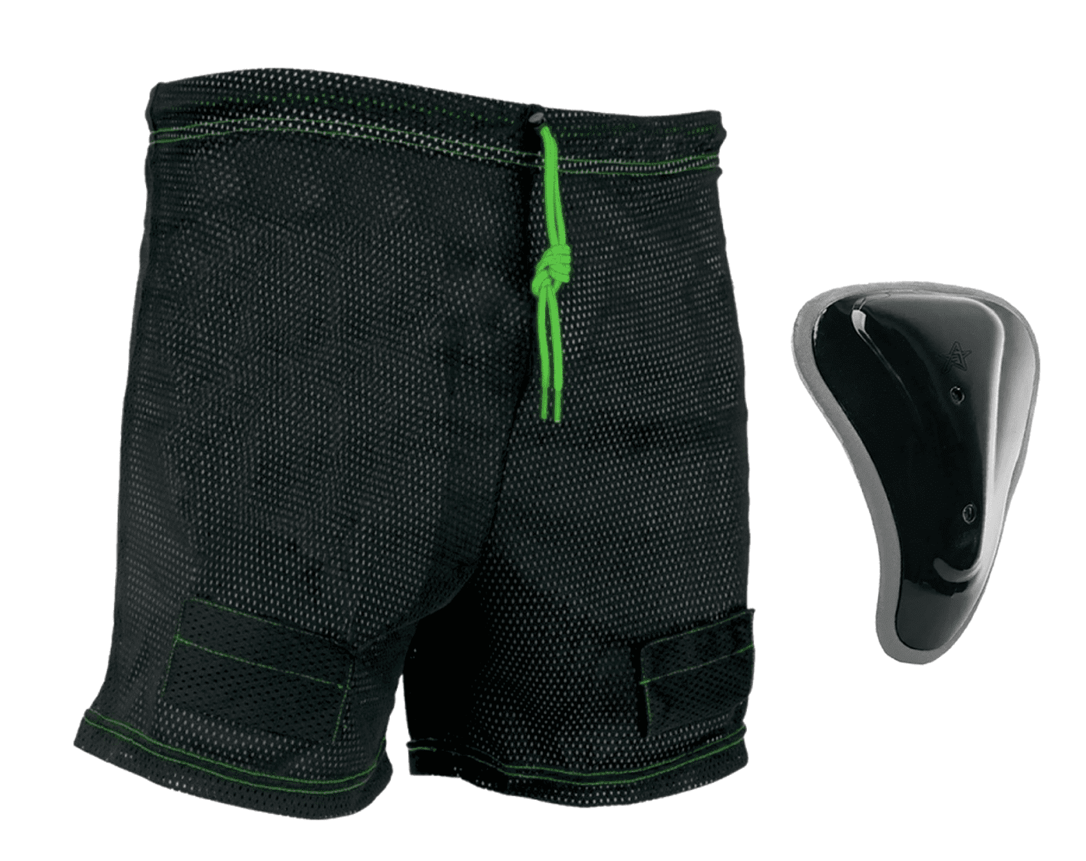 VIBE Youth Hockey Jill Mesh Shorts with Pelvic Protector and Sock Tabs - Extra Small / Small