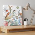 thumbnail image 3 of Ships Next Day Canvas Wall Art 8"x8",Brown Sea Turtle Coastal Wood Framed Canvas Print Painting,Summer Beach Coral Starfish Nautical Ready to Hang Picture Wall Decor for Bathroom Nursery Kitchen, 3 of 8