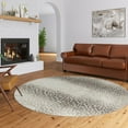 thumbnail image 4 of 8' X 8' Beige Round Gazelle Print Shag Handmade Non Skid Area Rug, 4 of 10