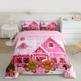 thumbnail image 2 of Manfei Cute Gingerbread Man King Size Comforter Sets,Pink Christmas House Bedding Comforter Set,Merry Christmas Gifts Bedding Set For Girls Kids,Luxury Bedroom Decor Reversible,3pcs, 2 of 8