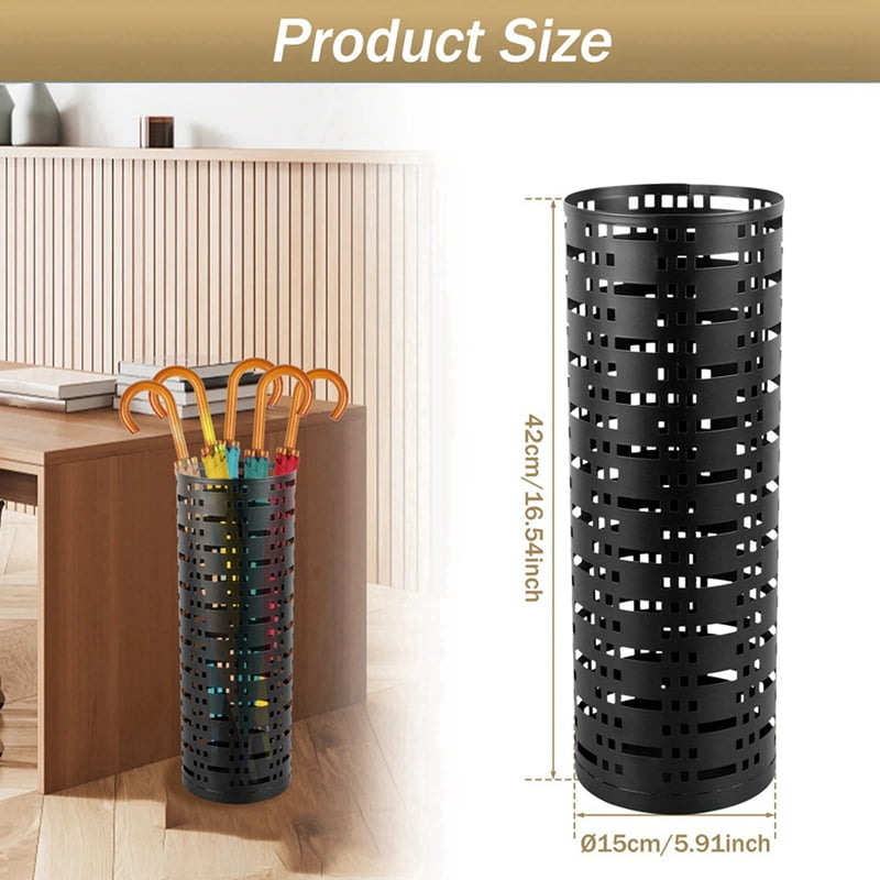 2X Umbrella Storage Rack  Umbrella Standing Holder Box Hollow  Storage Bucket, Black