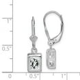 thumbnail image 2 of White Sterling Silver Earring Drop & Dangle Women'S Cubic Zirconia CZ Octagon Emerald Clear 26 mm 7, 2 of 2