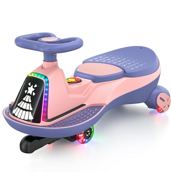 TOKTOO 6V Electric Wiggle Car, Ride on Toy for Toddlers, Kids Car with 75W Motor, Max 3.4 Mph, 170 Lbs, Gift for Boys Girls Ages 3 with Bluetooth & Music, Flashing Wheels, LED Lights, Pink