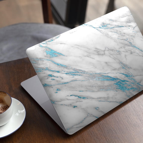 DesignSkinz Marble & Digital Blue Frosted Foil V8 Full-Body Skin Decal Wrap Cover for MacBook 12" Retina (A1534)