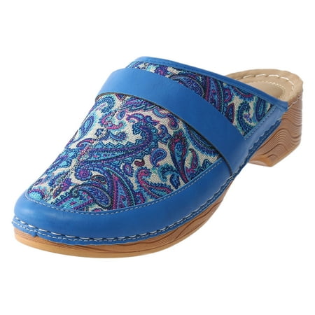 

Aompmsdx Fashion Summer Women Sandals Wedge Heel Platform Blue Painted Round Toe Lightweight Casualshoes