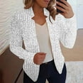 thumbnail image 3 of Womens Jackets Casual Fall New Women's Sequin Suit Jacket Open Front Slim Fitted Trendy Blazer Cardigan Long Sleeve Fashion Party Outfits White M, 3 of 6