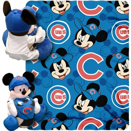 Disney MLB Pitch Crazy Hugger Pillow and 40" x 50" Throw Set, Chicago Cubs