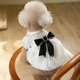 thumbnail image 3 of Dog Dress with Black Bowknot Tie, Dog Clothes Faux Pearl Cute Pet Vest Puppy Sleeveless Yarn Clothes, Cute Doggie Summer Outits, 3 of 7