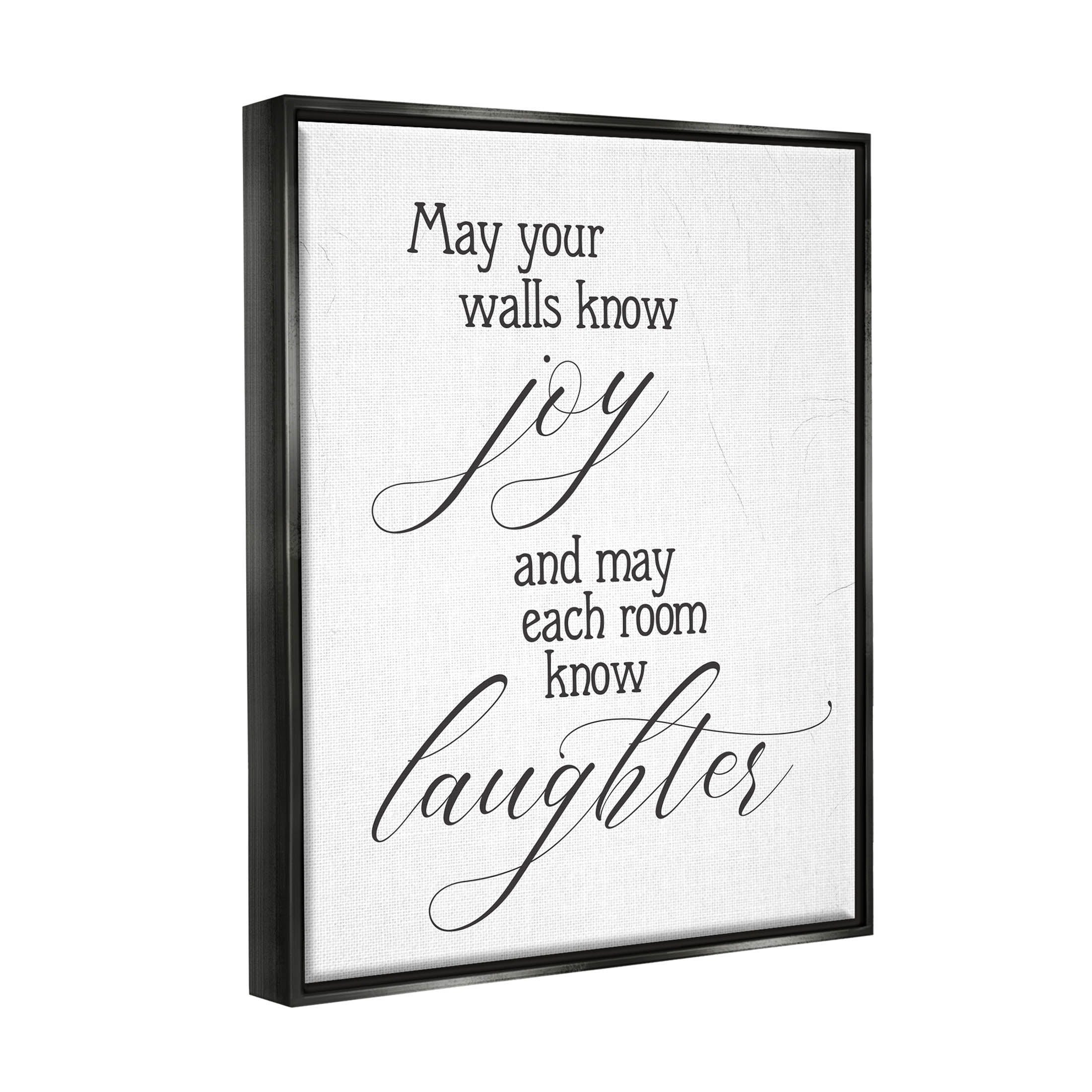 May Your Walls Know Joy Uplifting Phrase Inspirational Graphic Art Jet Black Framed Art Print Wall Art