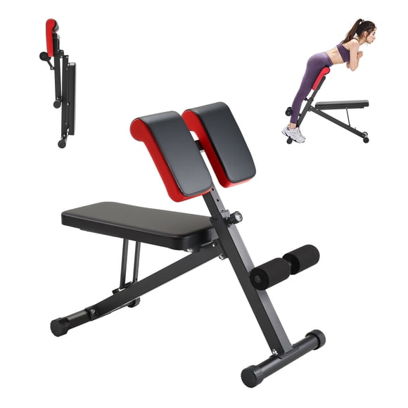 KFFKFF Multi-Functional Weight Bench for Full Body Workout, Roman Chair Hyperextension Bench, 330 lbs Adjustable & Foldable Equipment for Back Arm Core Ab Workout
