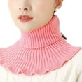 thumbnail image 1 of Women's Ribbed Knit Turtleneck False Collar Ruffle Neck Scarf Extender, Detachable Winter Warm Dickey Sweater Bib Front, Polyester Fiber, 10.2" x 5.9" One Size, 1 of 8