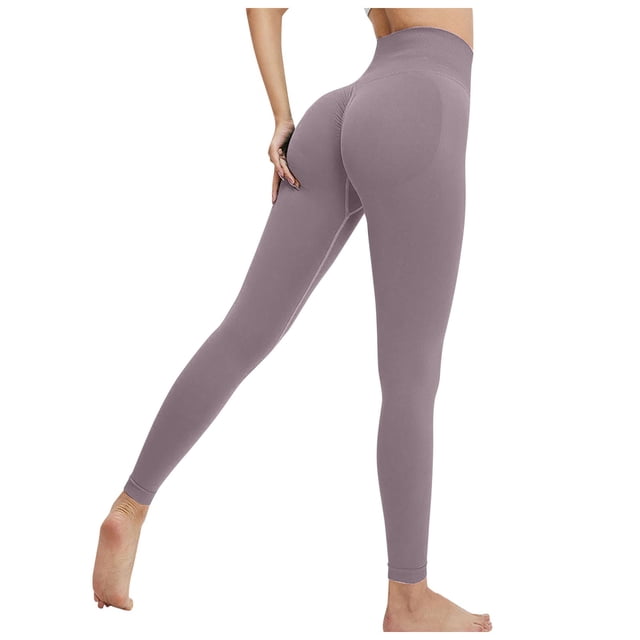 Pantalones de yoga sin costuras para mujer, color melocotón, de nylon y spandex, de cintura alta, para fitness, running, yoga y uso diario