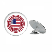 USA Independence Day Flag Red Postmark Round Metal Tack Hat Pin Brooch