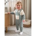 thumbnail image 5 of Loicainy Infant Baby Boy Fall Outfit 3 6 12 18 Months Contrast Colors Ribbed Long Sleeve Rompers Overalls Clothes Set, 5 of 9