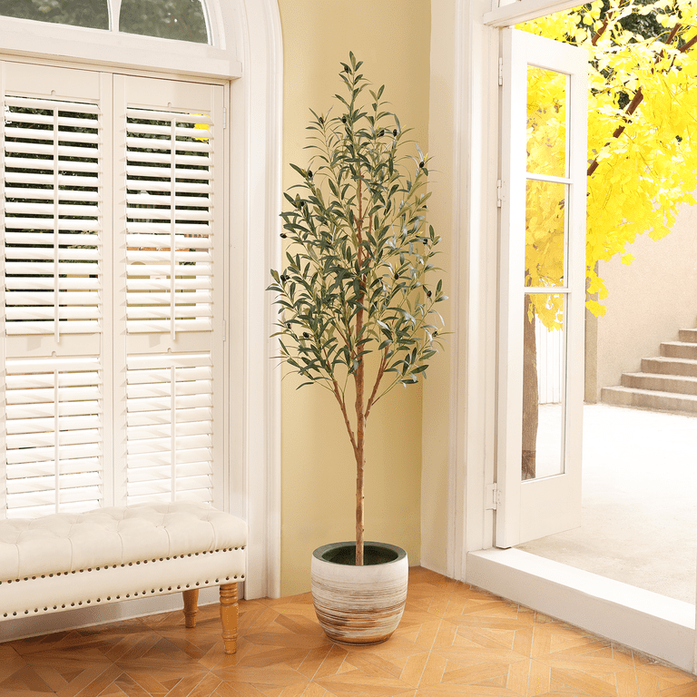 DR.Planzen 6ft Artificial Olive Tree with Natural Wood Trunk photo 3