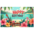 thumbnail image 5 of Tropical Themed Happy Birthday Banner with Flamingo Ukulele and Flowers Party Backdrop Decorations for Beach Parties Photography Props Birthday Celebrations, 5 of 6