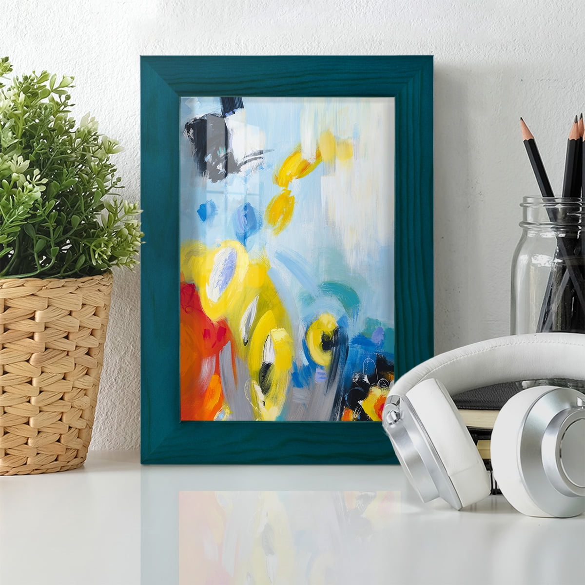 In the Loop III -Framed Print w/glass-Ocean Blue