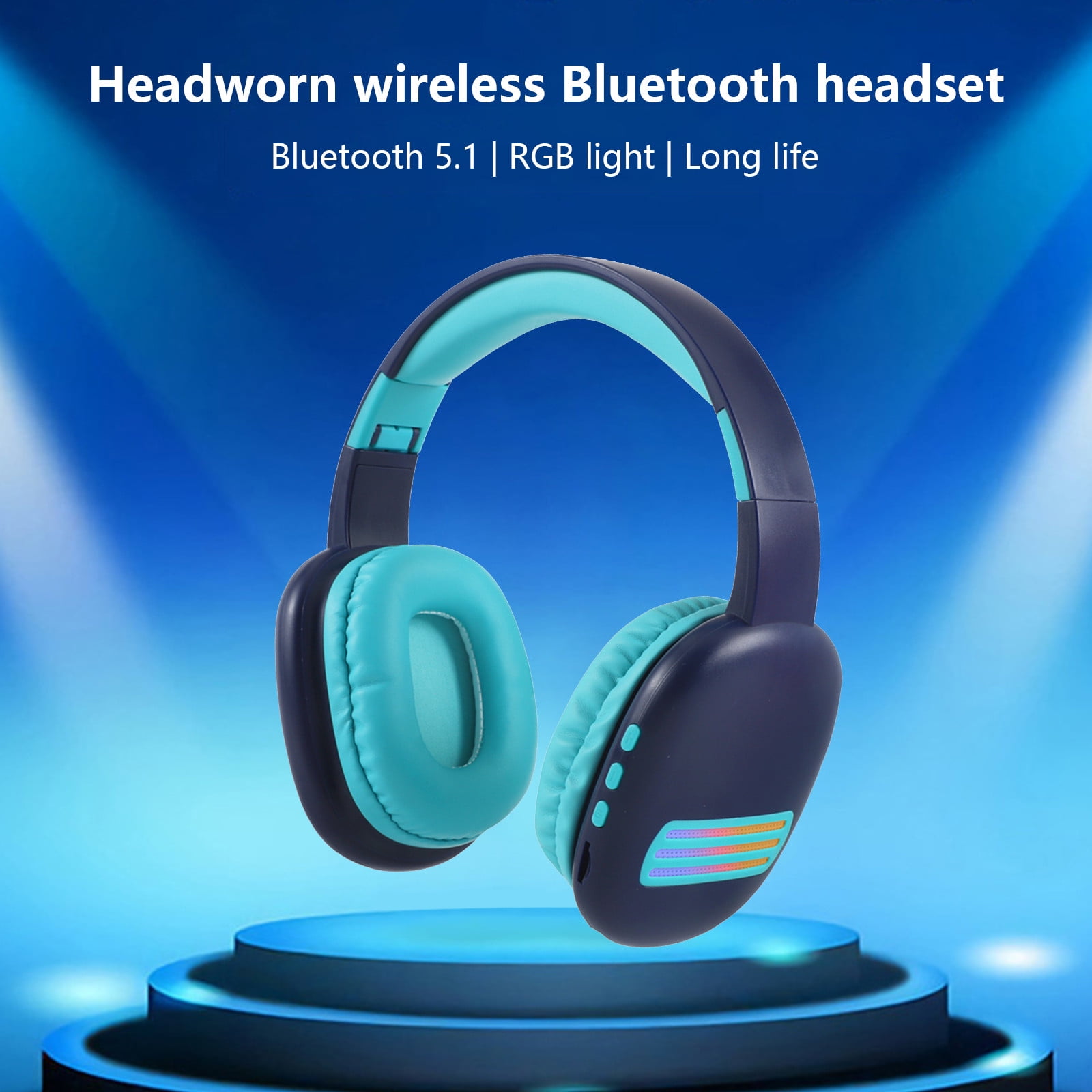 Wireless Headset with Mic for Work, Bluetooth Headset with AI Noise Cancelling Microphone, 65Hrs Working Time Wireless Headset with Microphone for Work from Home/PC/CallCenter/Computer/Laptop(Navy)