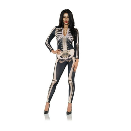 Skeleton Womens Adult Gothic Bone Printed Halloween Costume