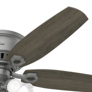Hunter 52 inch Indoor Ceiling Fan with LED Lights - Ceiling Fan with Pull Chain, For Bedroom, Living Room, or Kitchen, Low Profile Mount, No Remote, 5 Blades - Builder 51113, Matte Silver