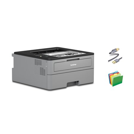Brother HL-L23 Series Compact Monochrome Laser Printer, Print Copy Scan, 26 ppm, Duplex Printing, Wireless - Mobile Printing, Auto 2-Sided Printing, 250-sheet, With MTC Printer Cable and File Folders