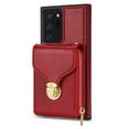 thumbnail image 4 of for Samsung Galaxy Note 20 Ultra Case Wallet with Shoulder Strap for Women - Crossbody Lanyard,Zipper Pocket,Credit Card Holder,Shockproof - Metal Buckle Closure Premium PU Leather Case, Red, 4 of 10