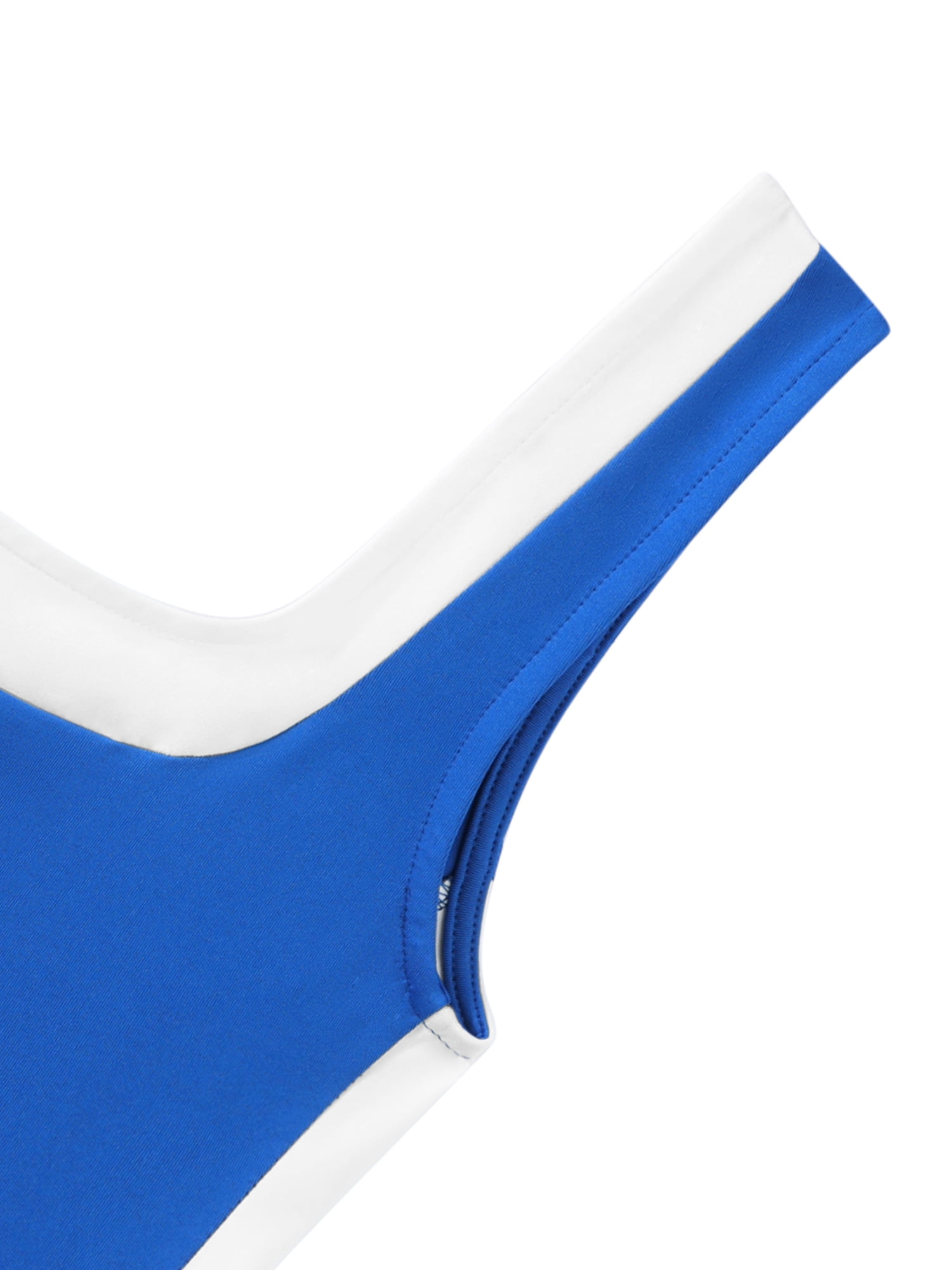 DARING DIVA Women's Crop Square Neck Slim Fitted Color Block Yoga Shirts XL Royal Blue