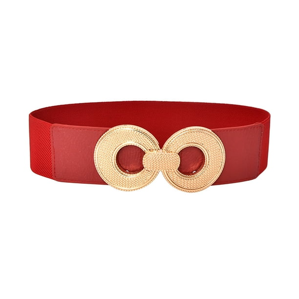 Red Women Stretchy Belt For Dresses Vintage Elastic Wide  display picture 2