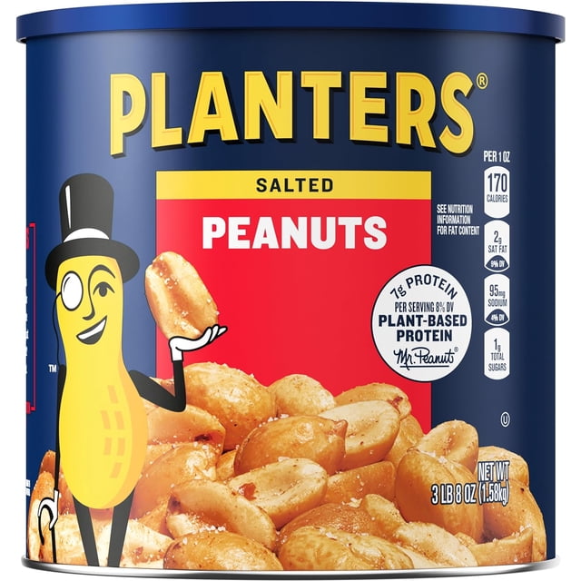 Salted Peanuts Cocktail, Party Snack, Plant-Based Protein, After School Snack, Roasted in Peanut Oil, Salted Nuts, Snacks for Adults, Bulk Nuts, Kosher, 2.19lb Jar