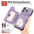 thumbnail image 4 of Dteck for iPhone 16 Pro Case Wallet with Card Holder,Ring Stand,RFID-Blocking PU Leather Protective Magnetic Flip Cover with Wrist Strap for iPhone 16 Pro 6.3",Purple, 4 of 10