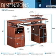 thumbnail image 4 of Techni Mobili Complete Computer Workstation Desk with Storage, Mahogany, 4 of 8