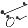 thumbnail image 1 of 3 PCS Bathroom Hardware Set, Thicken Space Aluminum Towel bar Set Wall Mounted, Adjustable Bathroom Accessories Set, Include Bath Towel Bar, Hand Towel bar, and Towel Ring, Matte Black, 1 of 7
