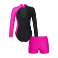 thumbnail image 1 of renvena Girls Gymnastics Leotards and Shorts Set Rhinestone Long Sleeve Ballet Unitard Biketards Rose 14, 1 of 4