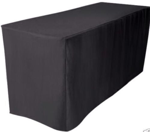 Fitted Polyester Tablecloth Table Cover Wedding Banquet Event PARTY BLACK 6' ft 
