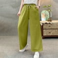 thumbnail image 4 of Dasayo High Waist Pants for Women Palazzo Wide-Leg Cotton Linen Trousers Solid Drawstring Pull On Slacks Womens Jeans XL, 4 of 5