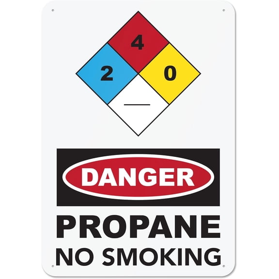 Danger Propane No Smoking Aluminum Sign, 10x7, Rust-free Aluminum Sign with Pre-drilled Mounting Holes by Sutter Signs